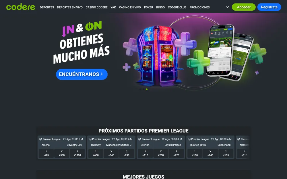 Codere México, página de inicio de apuestas deportivas
