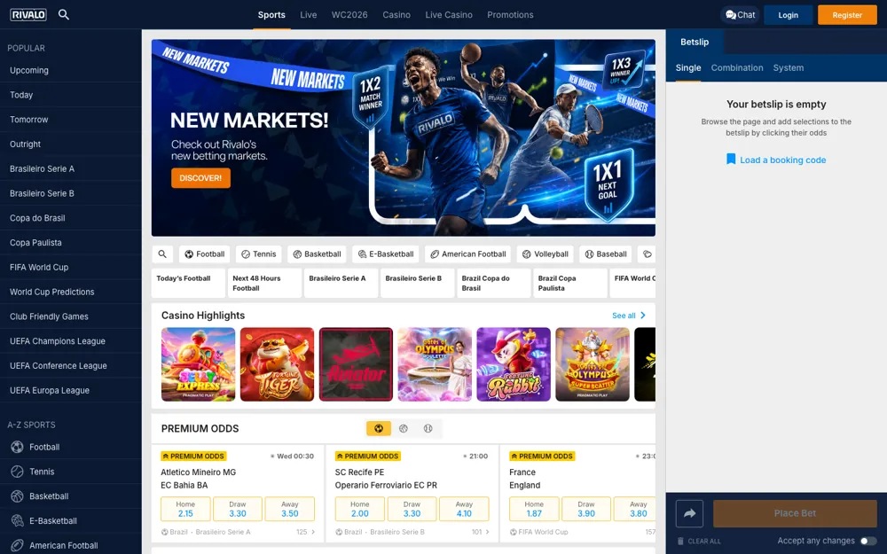 Rivalo México, página de inicio de apuestas deportivas